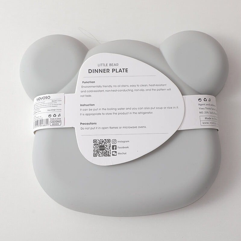 Piatto da pranzo a forma di orsetto - grigio