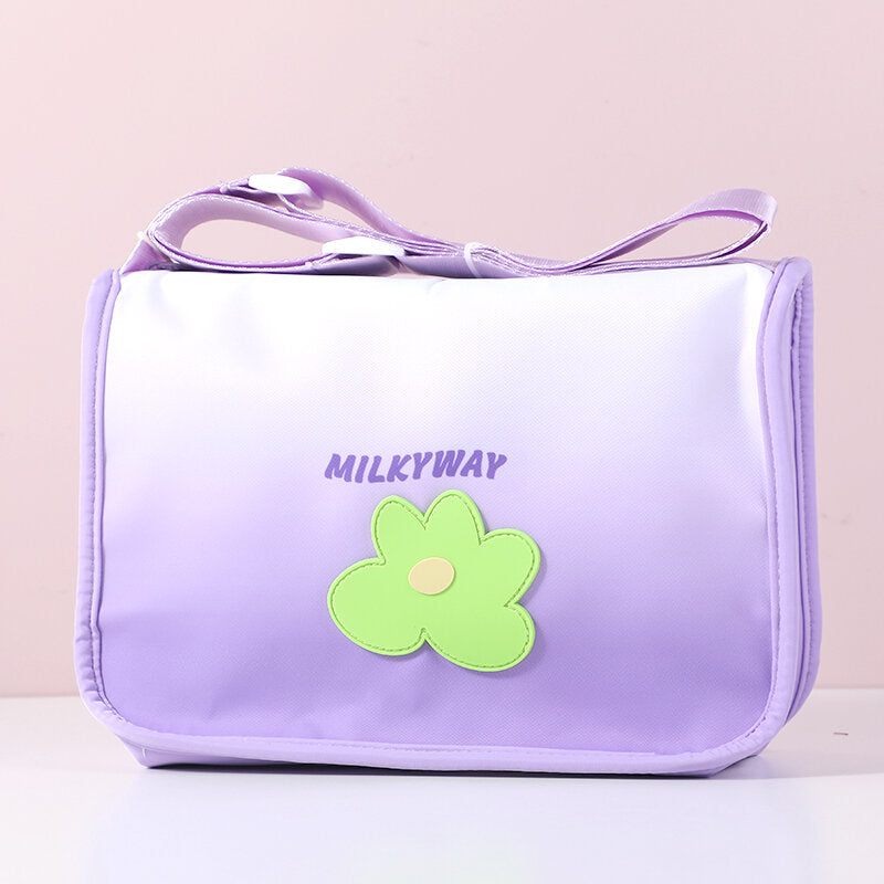 Borsa a tracolla quadrata a fiori di colore fresco e sfumato - viola