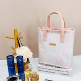 Borsa trapezoidale a righe rosa - misura grande