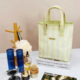 Borsetta Trapezoida a righe verdi di grandi dimensioni