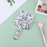 Specchio per il trucco di bellezza quadrato con increspatura d'acqua e maniglia