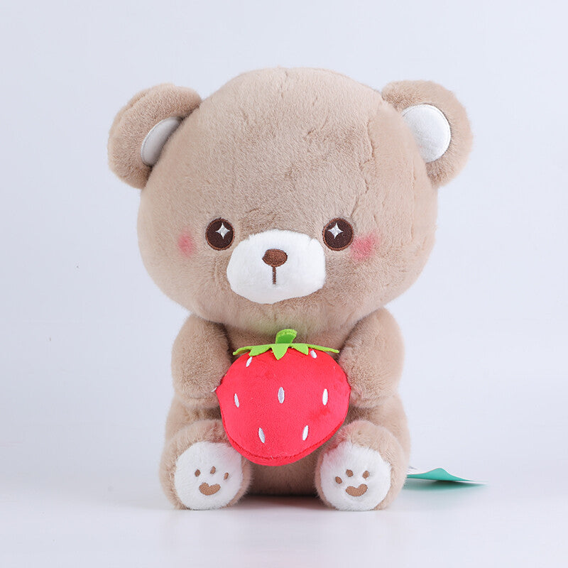 Bambola di orso marrone fragola seduto - 30 cm
