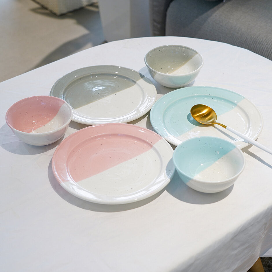 Piatto piano in ceramica 21cm-grigio