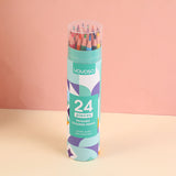 24 colori di matita colorata in confezione da barile con gomma