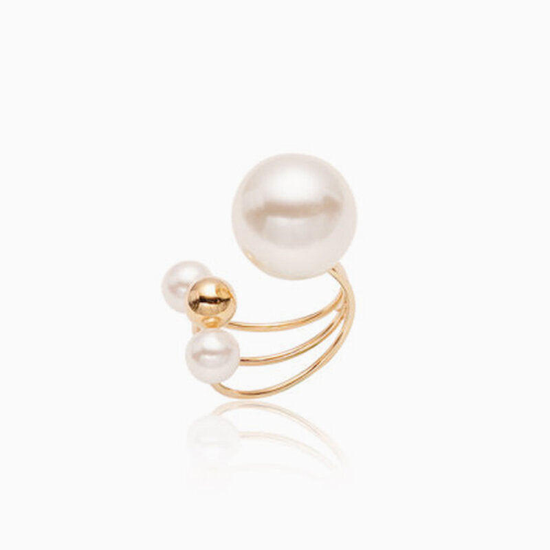 Anello aperto personalizzato a tre strati con perla