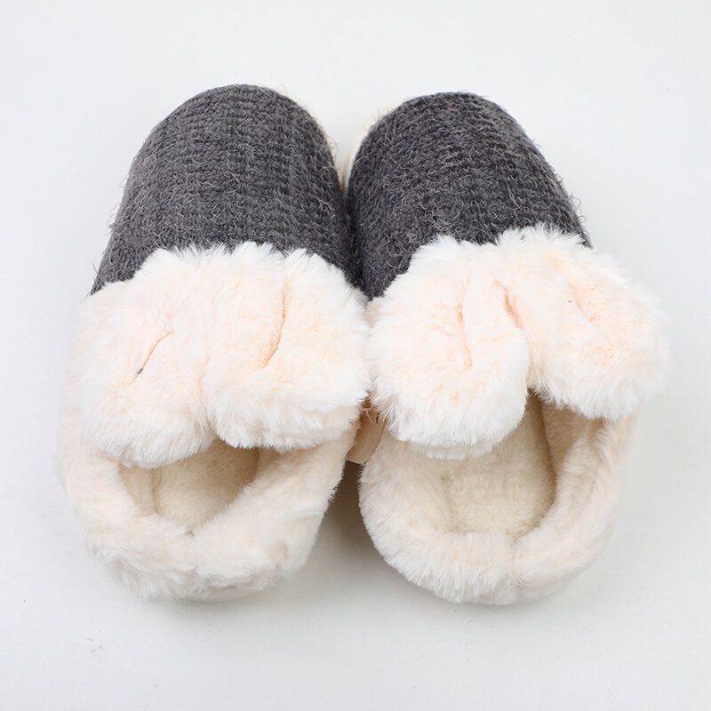 Simpatiche pantofole in cotone per bambini in filato di piume cartoon grigio scuro 21