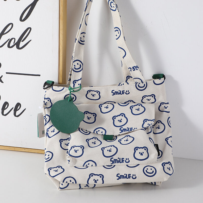 Borsa a tracolla grande con tasca a forma di orso