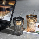 Tazza in vetro con motivo a diamante in stile nordico - 420 ml