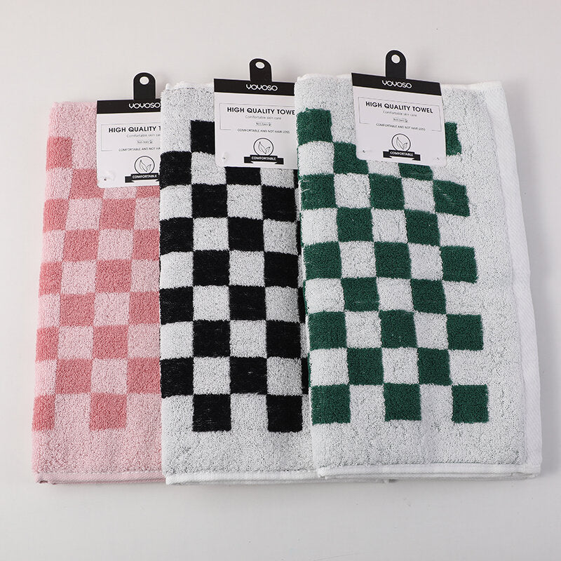 Asciugamano retrò a scacchiera in puro cotone