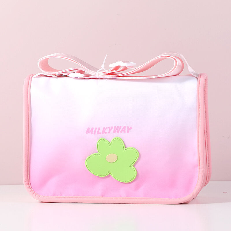 Borsa crossbody quadrata a fiori di colore fresco e sfumato - rosso rosa