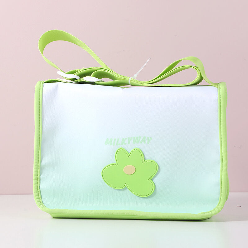 Borsa crossbody quadrata a fiori di colore fresco e sfumato - verde