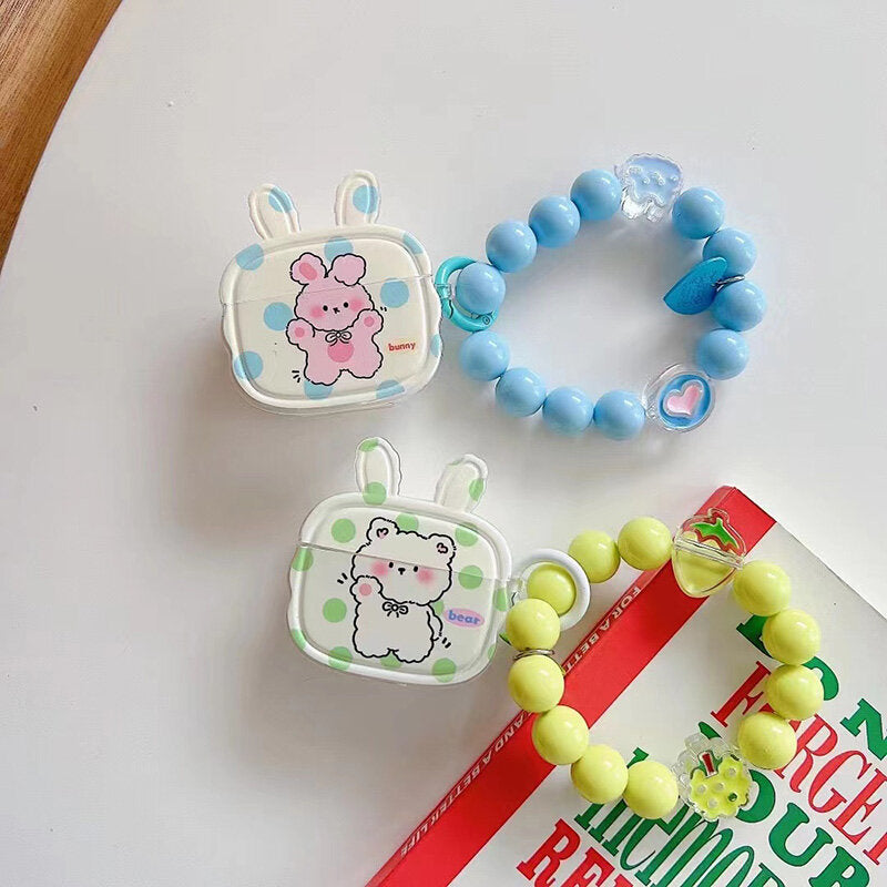 A4 graffiti di coniglio con catena Custodia per auricolari wireless di seconda generazione