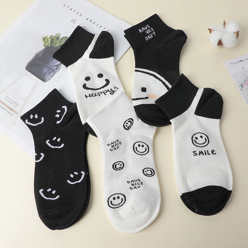 Calze da donna con volto sorridente di tendenza - 3 paia