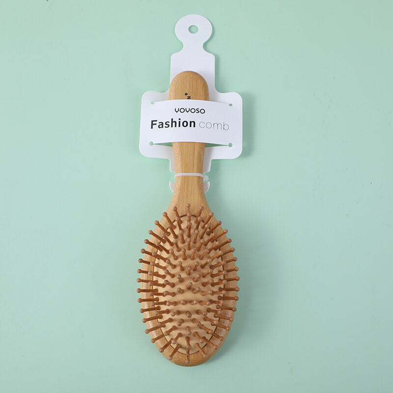 Pettine ovale di massaggio con aghi di bambù (manico in bambù pregiato)-ZH477-7