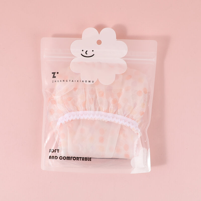 Cuffia da doccia a pois a doppio strato - rosa