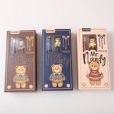 Set di penne stilografiche con orso Nandy e 4 sacche d'inchiostro - ricarica nera