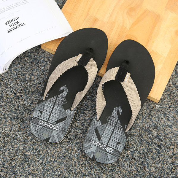 Infradito uomo semplice con nastro grafico geometrico-nero e beige 44-45