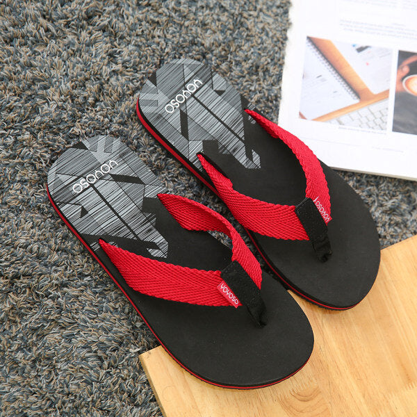 Infradito da uomo semplici con nastro grafico geometrico, nero e rosso 42-43