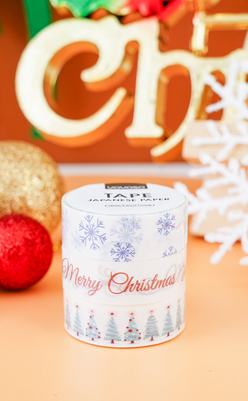 Serie Natale semplice 3 rotoli di nastro adesivo