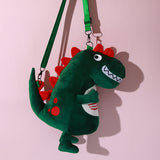 Borsa monospalla in peluche a forma di dinosauro