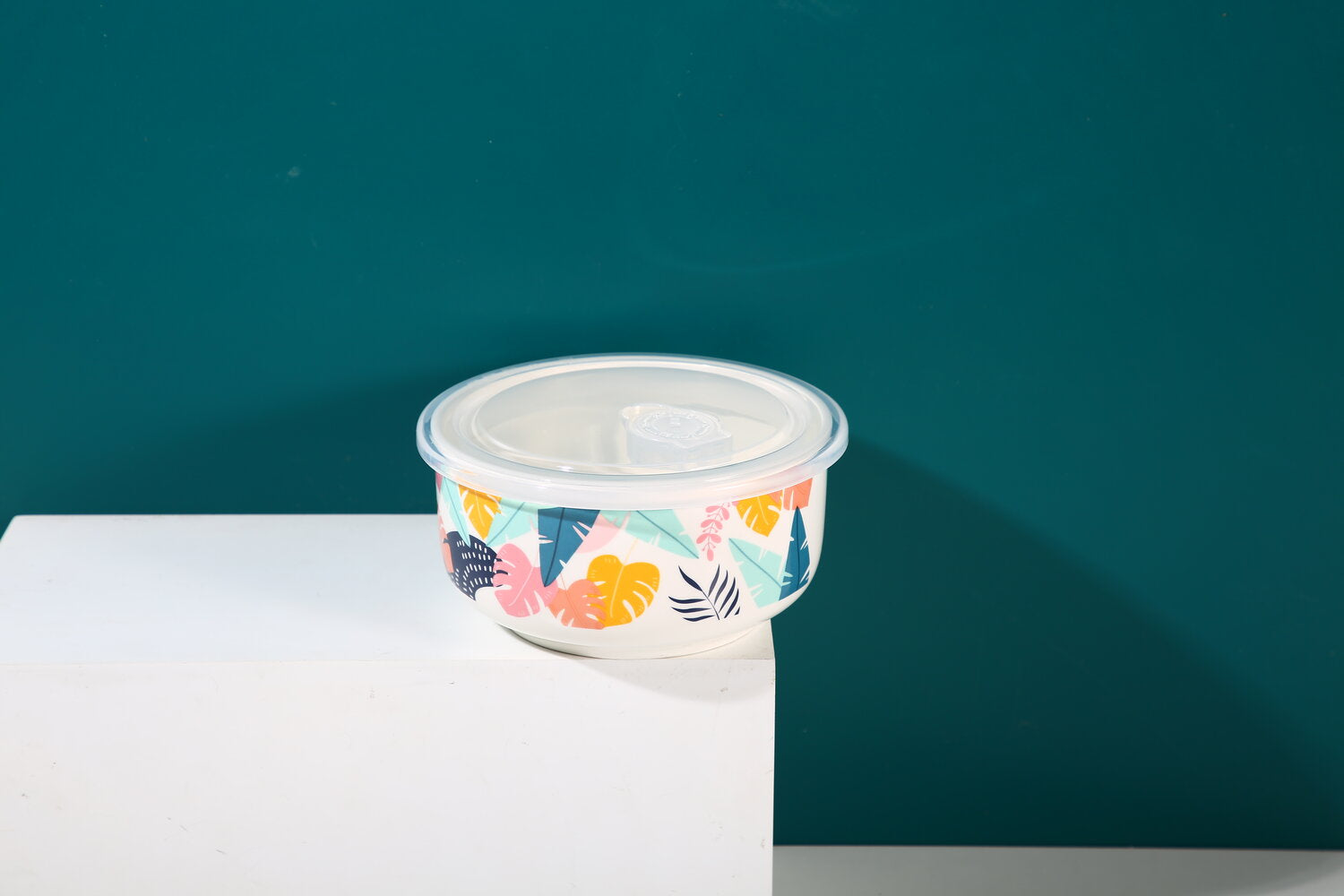 Ciotola di conservazione nordica dipinta a mano con simpatico pesce-L