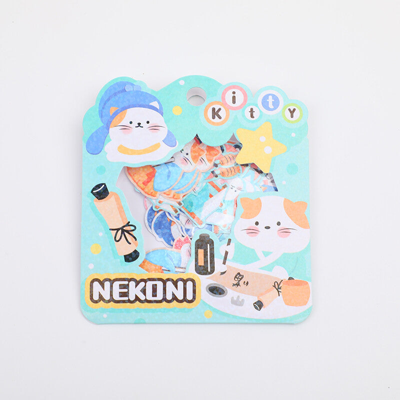 Set di adesivi vintage in stile carta glitterata con piccoli animali - 36 pezzi