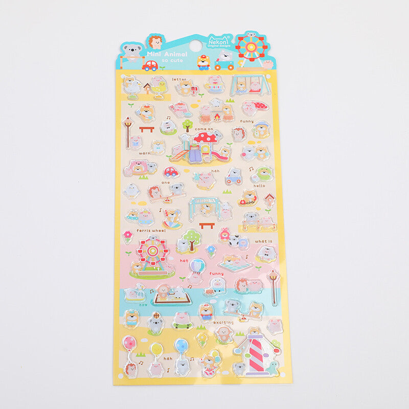 Adesivi piatti della serie di fiori di ciliegio con simpatici animali