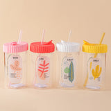 Tazza di vetro estiva con cannuccia-600ml