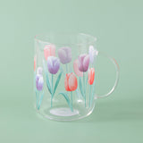 Tazza in vetro con motivo a tulipano - 470 ml