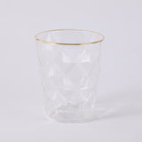 Tazza in vetro a forma di diamante con bordo dorato-300ml