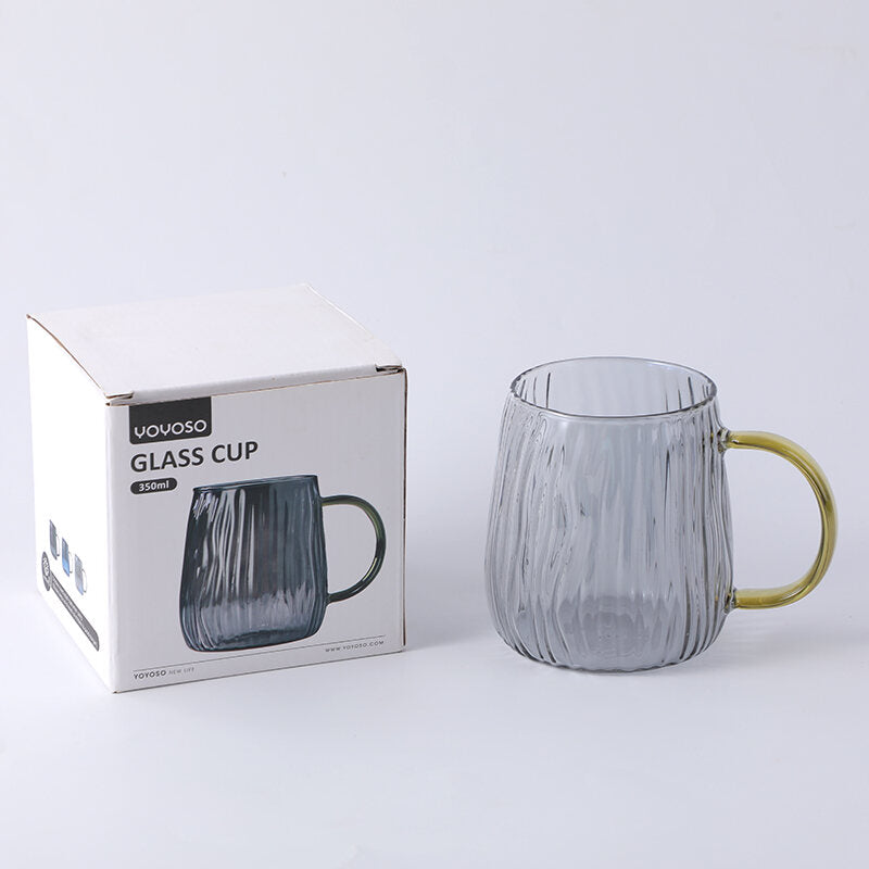 Tazza in vetro a righe verticali semplice 350ml-grigio nebbia