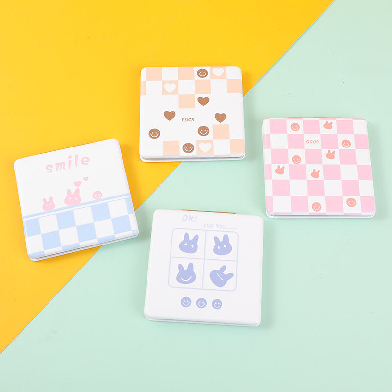 Specchio di moda quadrato a scacchiera con coniglio in rilievo 3D-1Pz