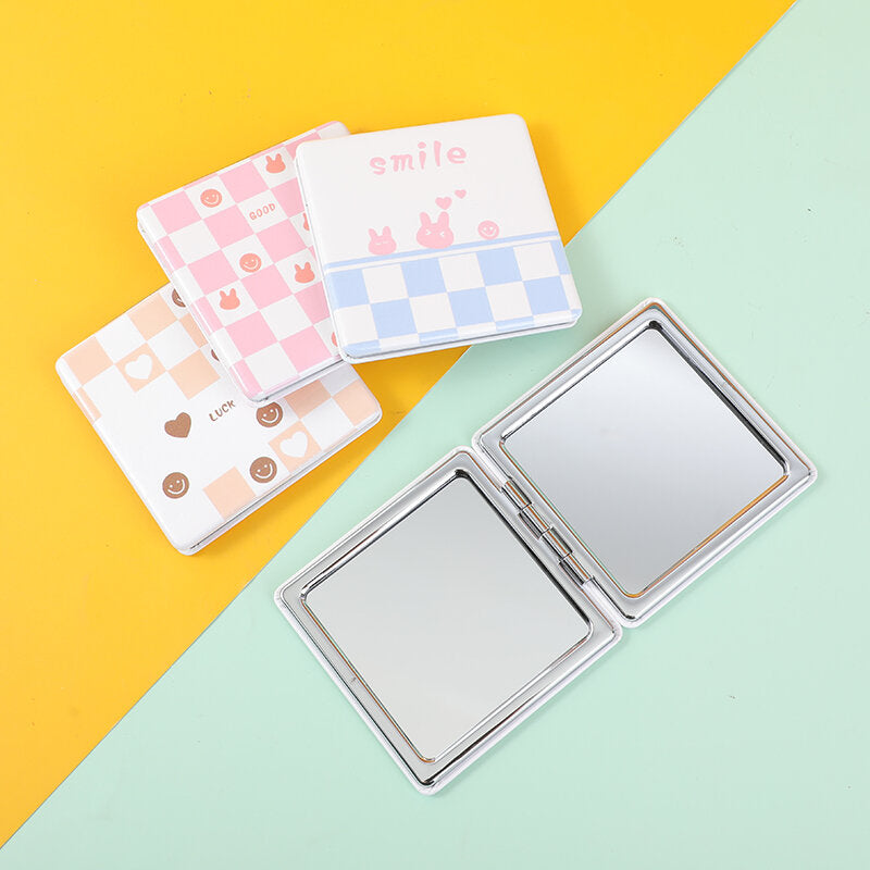 Specchio di moda quadrato a scacchiera con coniglio in rilievo 3D-1Pz