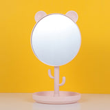 Specchio da tavolo alto con orecchie d'orso e cactus, rosa