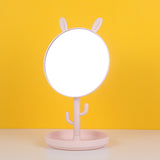 Specchio da tavolo alto con orecchie di coniglio cactus - rosa