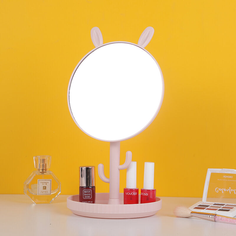 Specchio da tavolo alto con orecchie di coniglio cactus - rosa
