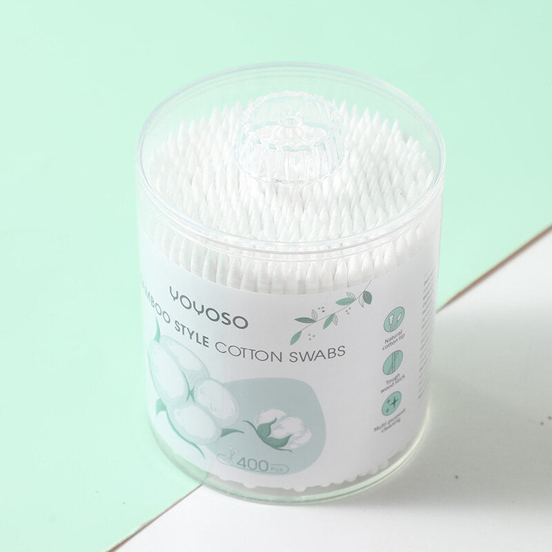 400 pezzi di cotton fioc in stile bambù - bastoncino di carta sottile con punta e punta a spirale