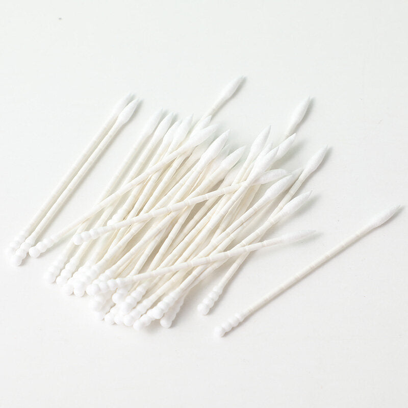 400 pezzi di cotton fioc in stile bambù - bastoncino di carta sottile con punta e punta a spirale