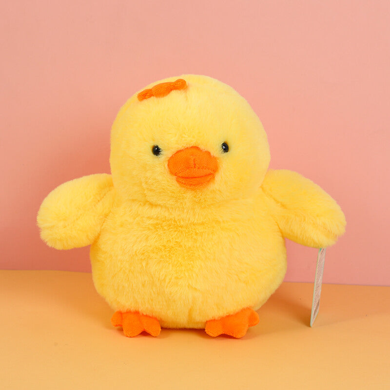 Bambola di peluche gialla con gallina 30 cm