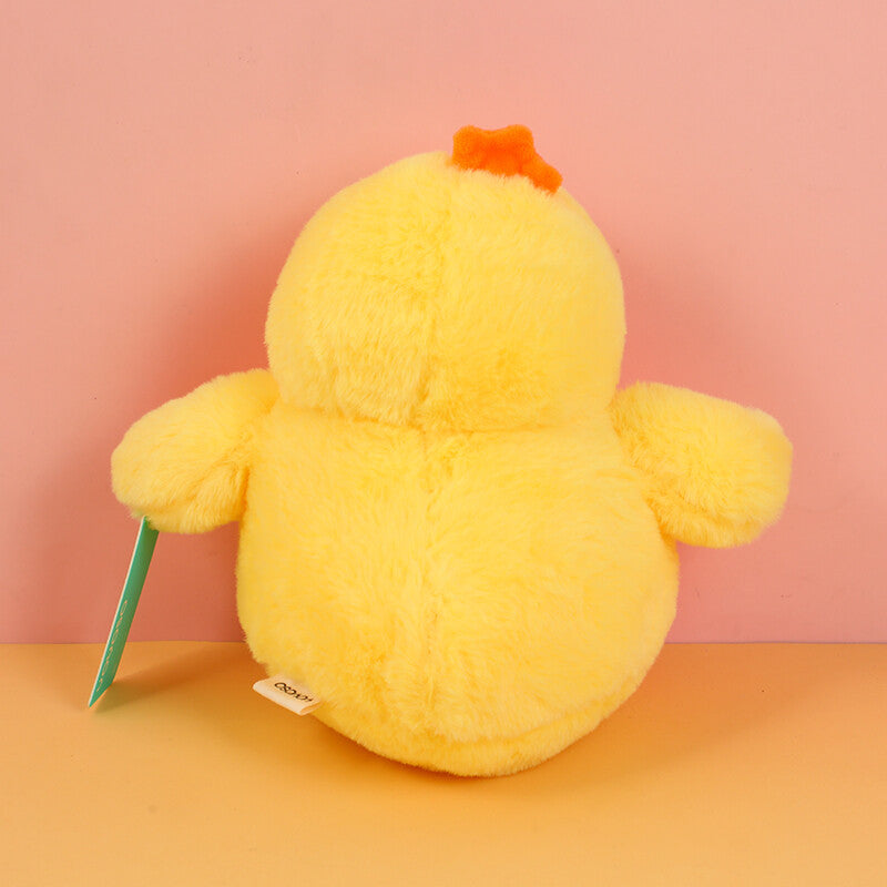 Bambola di peluche gialla con gallina 30 cm