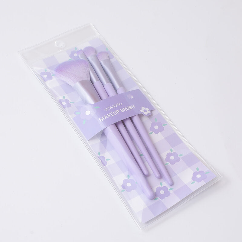 Set di pennelli serie Purple 4pcs (pennello+pennello ombretto+pennello ombretto obliquo+pennello sopracciglia obliquo)