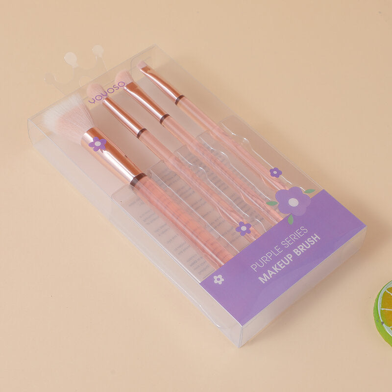 Set combinato di pennelli cosmetici 4 pezzi in cristallo rosa