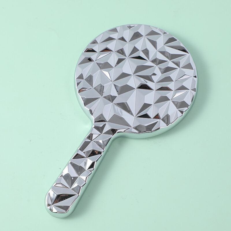 Specchio di bellezza rotondo con diamante e maniglia