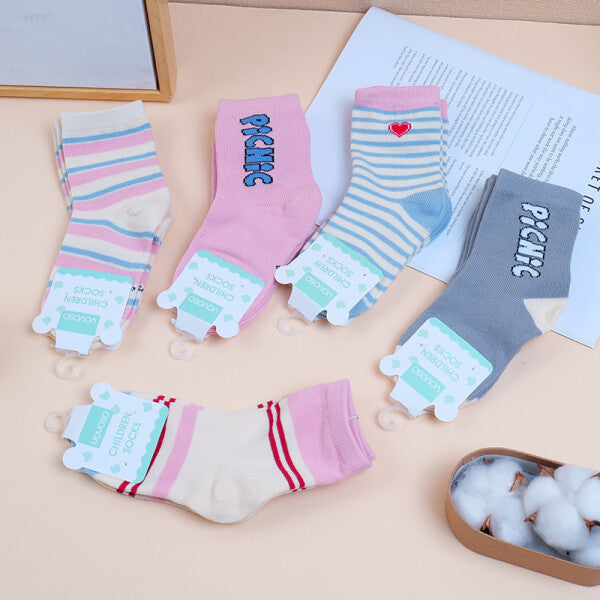 Calzini per bambini a righe rosa color-block - M, set da 2 paia