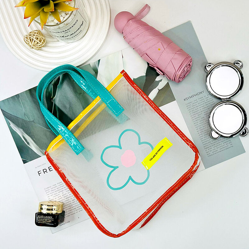 Borsa portaoggetti quadrata con rete serie fiori