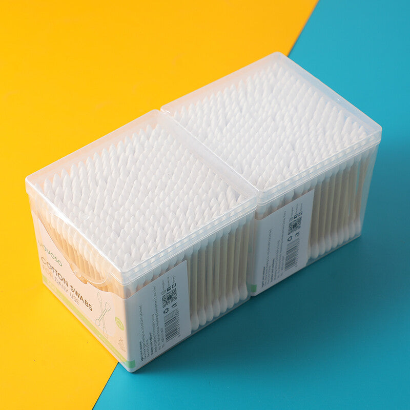 300 pezzi di tamponi di cotone in bambù quadrati super convenienti (punta e punta rotonda) - 2 confezioni