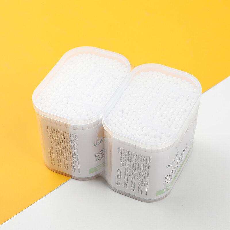 cotton fioc a bastoncino di bambù in scatola a conchiglia di sudi valore (punta ed estremità a spirale) - 300 pezzi x 2 scatole