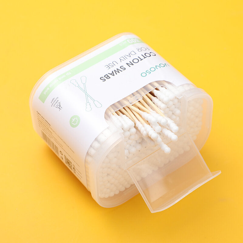 cotton fioc a bastoncino di bambù in scatola a conchiglia di sudi valore (punta ed estremità a spirale) - 300 pezzi x 2 scatole