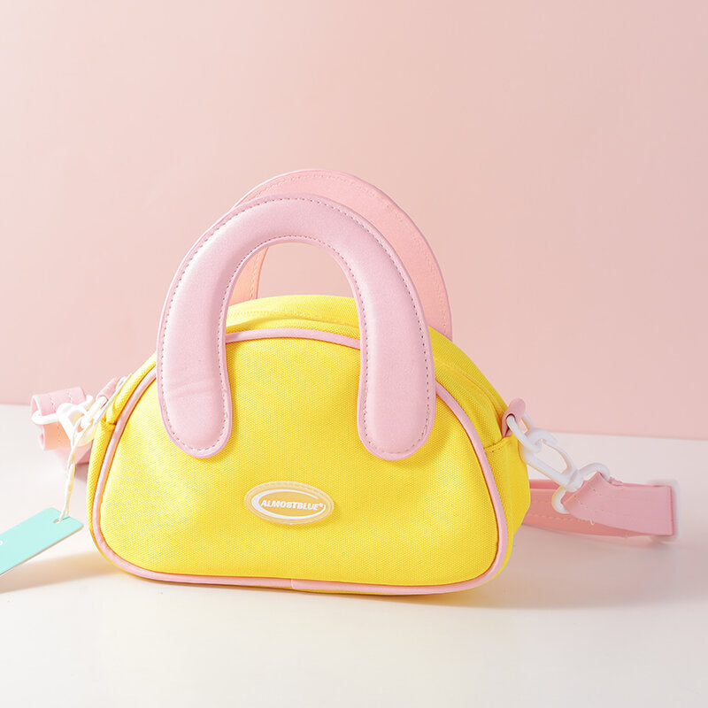 Borsa a tracolla portatile con conchiglia di colore contrastante - giallo