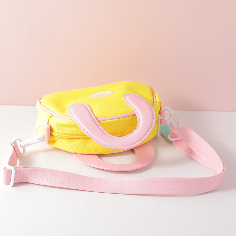 Borsa a tracolla portatile con conchiglia di colore contrastante - giallo